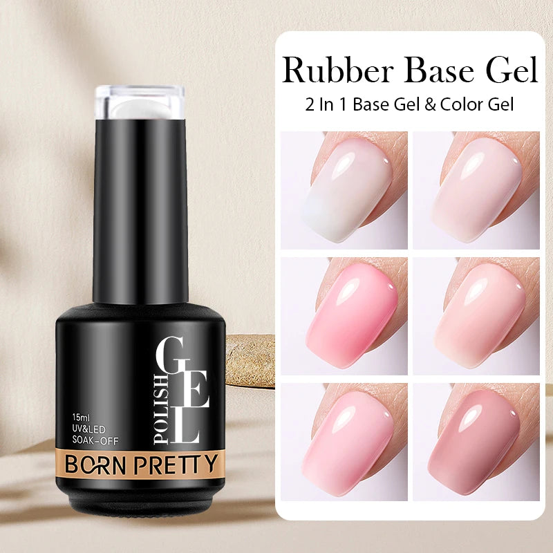 Milky Pink Rubber Base Gel Nail Polish Glitter 15Ml Semi-Permanent Varnish Soak off Self Leveling UV LED Gel
