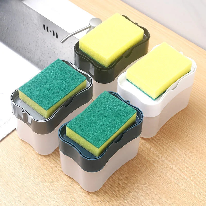 Dish Soap Dispenser for Kitchen,Liquid Soap Dispenser,Kitchen Soap Dispenser with Sponge Holder,Sponge Caddy,Soap Pump Dispenser