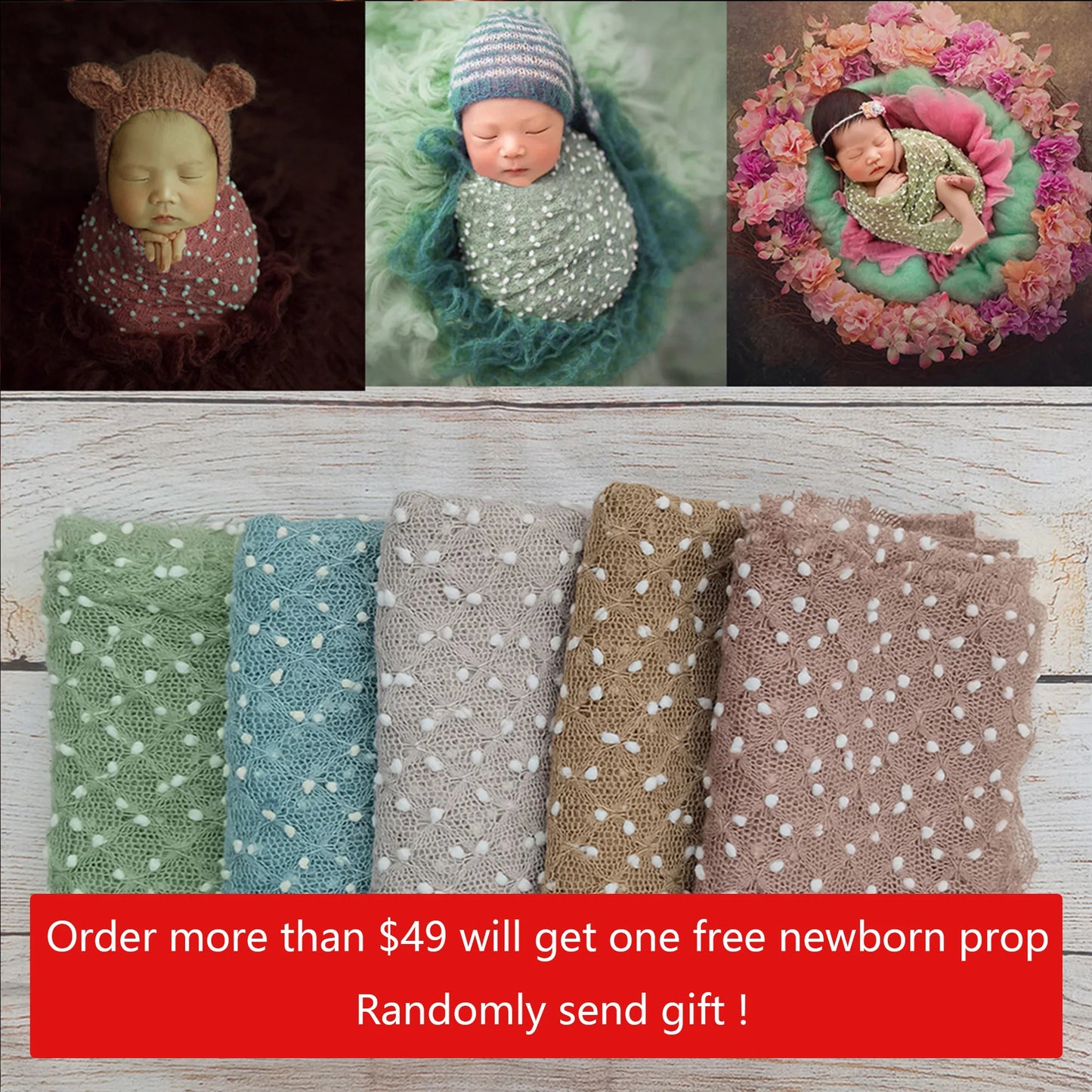 Soft Baby Girl Boy Photo Shoot Props Newborn Photography Swaddle Blanket Little Infant Bobble Picture Accessories 2023