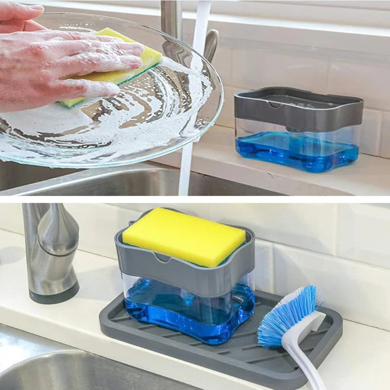Dish Soap Dispenser for Kitchen,Liquid Soap Dispenser,Kitchen Soap Dispenser with Sponge Holder,Sponge Caddy,Soap Pump Dispenser
