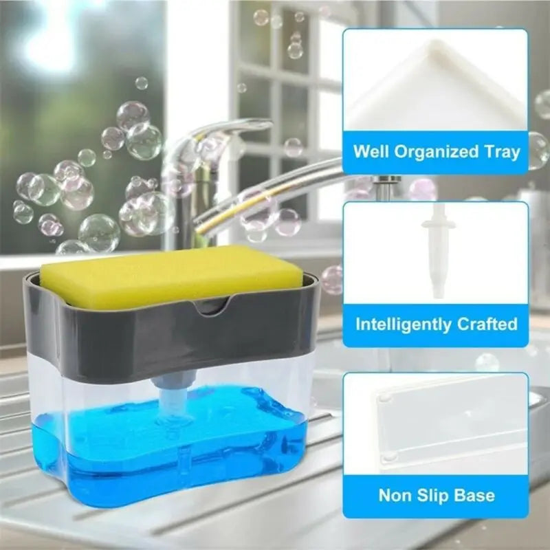 Dish Soap Dispenser for Kitchen,Liquid Soap Dispenser,Kitchen Soap Dispenser with Sponge Holder,Sponge Caddy,Soap Pump Dispenser