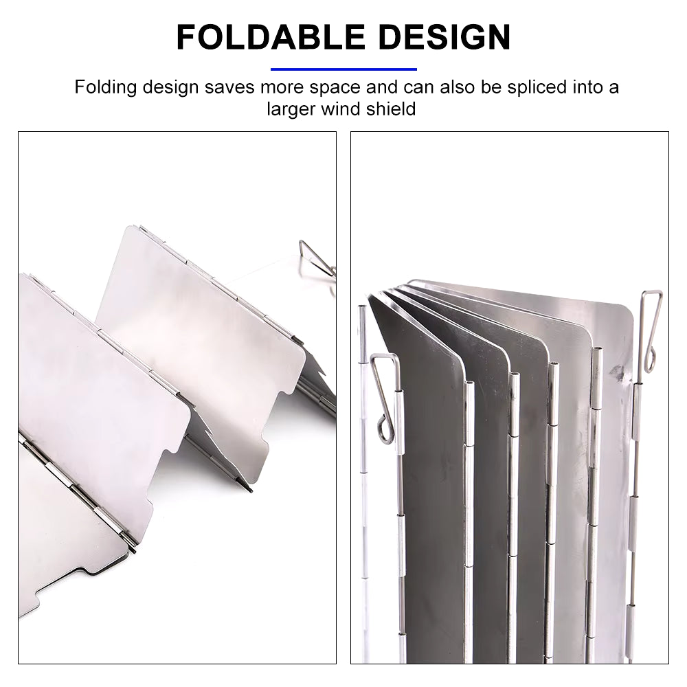 Camping Portable 9/10 Plates Stove Wind Shield Folding Outdoor Picnic BBQ Gas Burner Windproof Screen Guard Cookware Supplies