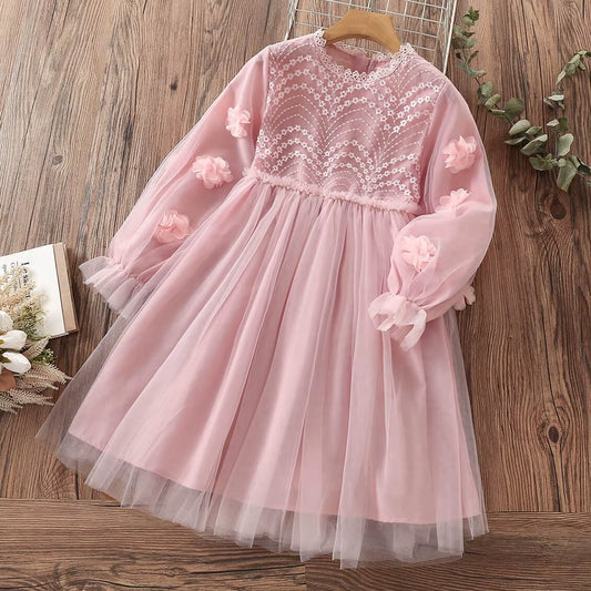 Cute Baby Girls Dresses Spring Autumn Puffle Sleeve Kids Princess Clothes Plaid Doll Collar Party Teens Wear for 6 8 10 12 Years
